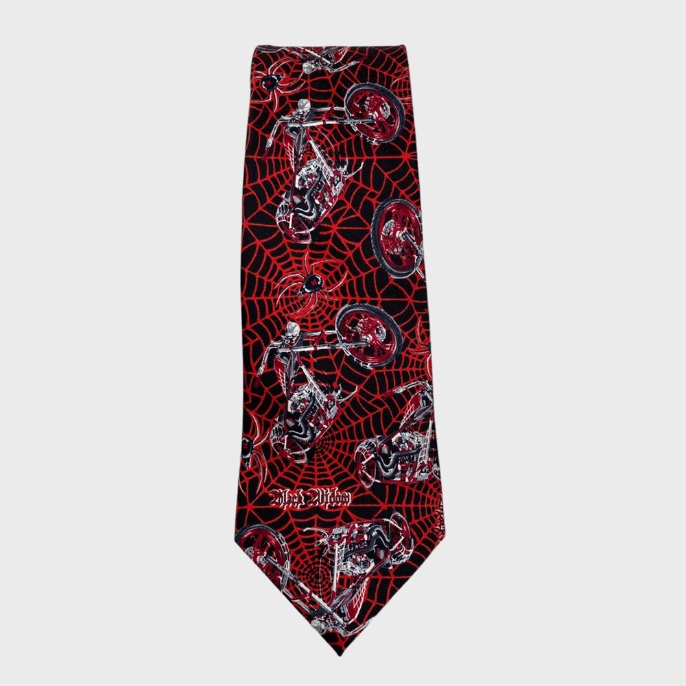 American Chopper Black Widow Skeleton Motorcycle Spider Tie